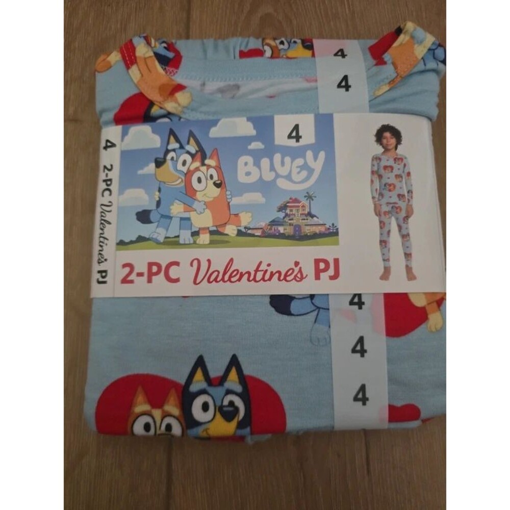 Bluey 2 piece viscose valentines heart 2 piece pajama set bingo 4 4t